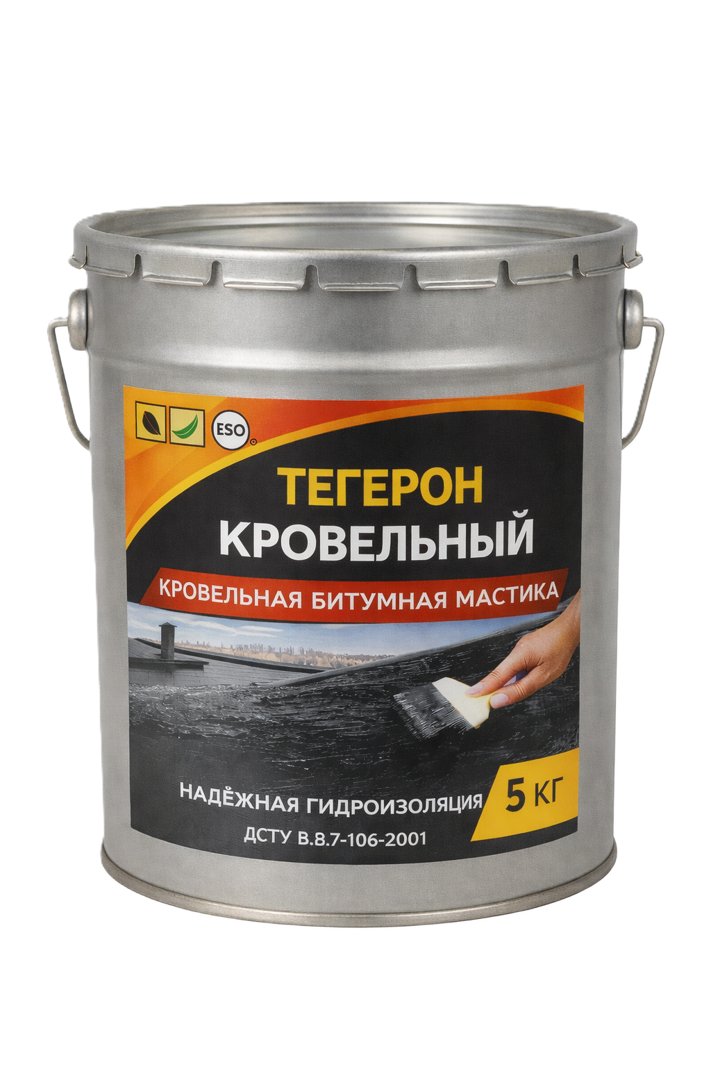 Тегерон  Кровельный ЭКОБИТ ведро 5,0 кг - кровельная битумная мастика ДСТУ Б В.2.7-108-2001 ( ГОСТ 30693-2000)